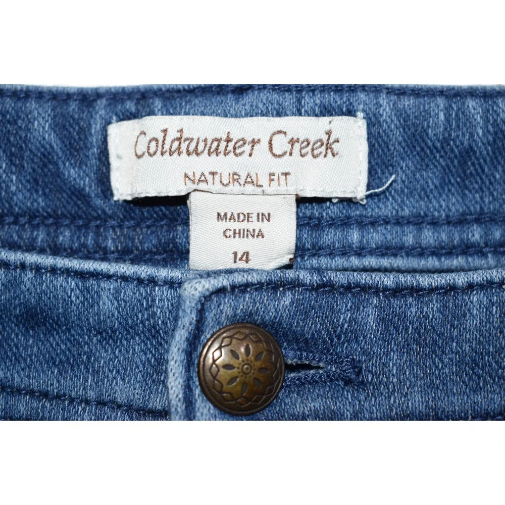 Coldwater Creek 14 Natural Fit Crop Jeans Stretch Blue Denim Capri Pant 5-Pocket